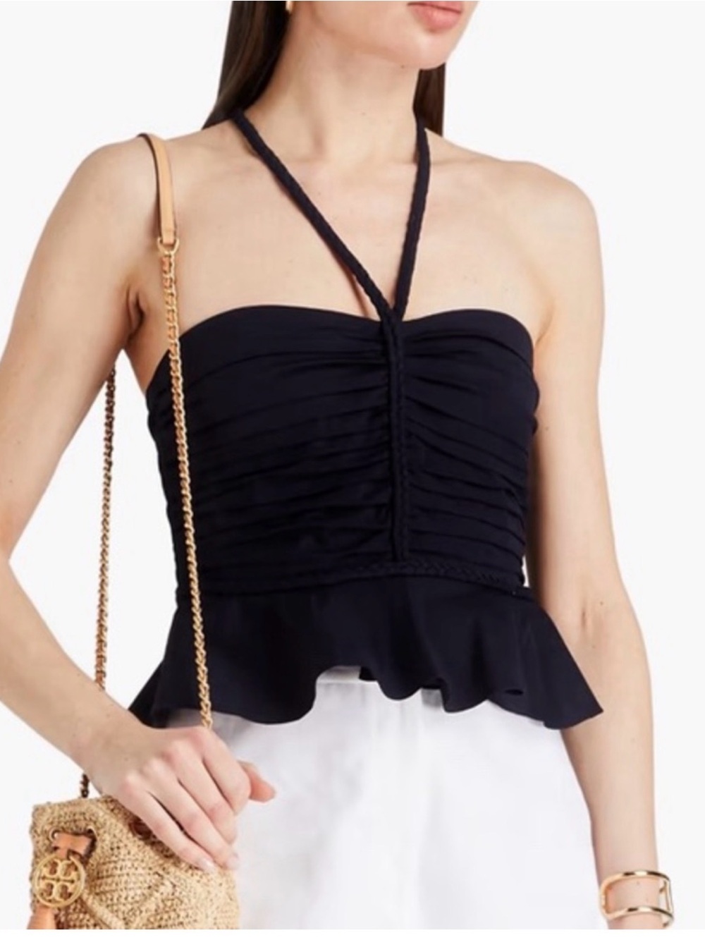 Veronica Beard Arienne Ruched
Stretch-Cotton Poplin
Halterneck Top Size 6 NWOT